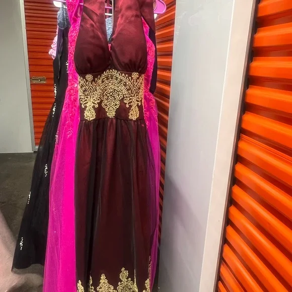 Adrianna Papell Red and Gold Embellished Halter Sundress - Picture 5 of 7